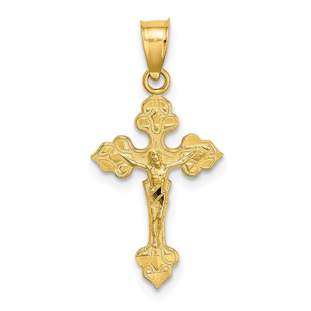 14K Gelbgold Kruzifix mit Fantasie Tips Charm