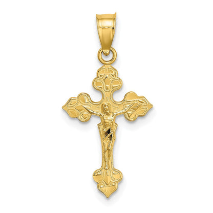 14K Gelbgold Kruzifix mit Fantasie Tips Charm