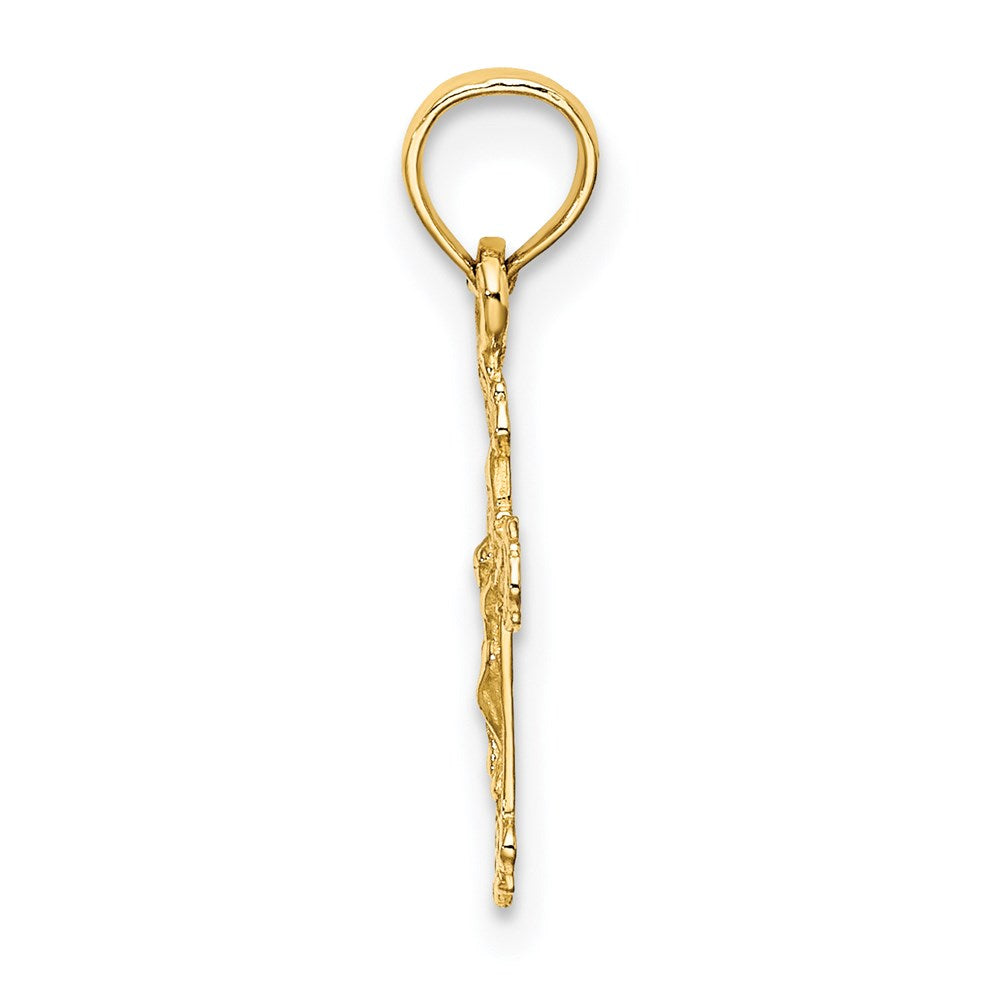 14K Gelbgold Mini Kruzifix mit Fantasie Tips Charm