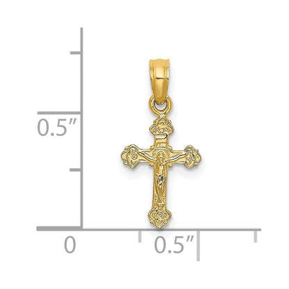 14K Gelbgold Mini Kruzifix mit Fantasie Tips Charm