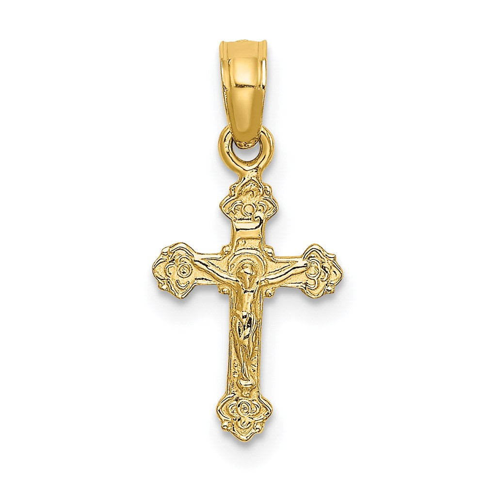 14K Gelbgold Mini Kruzifix mit Fantasie Tips Charm