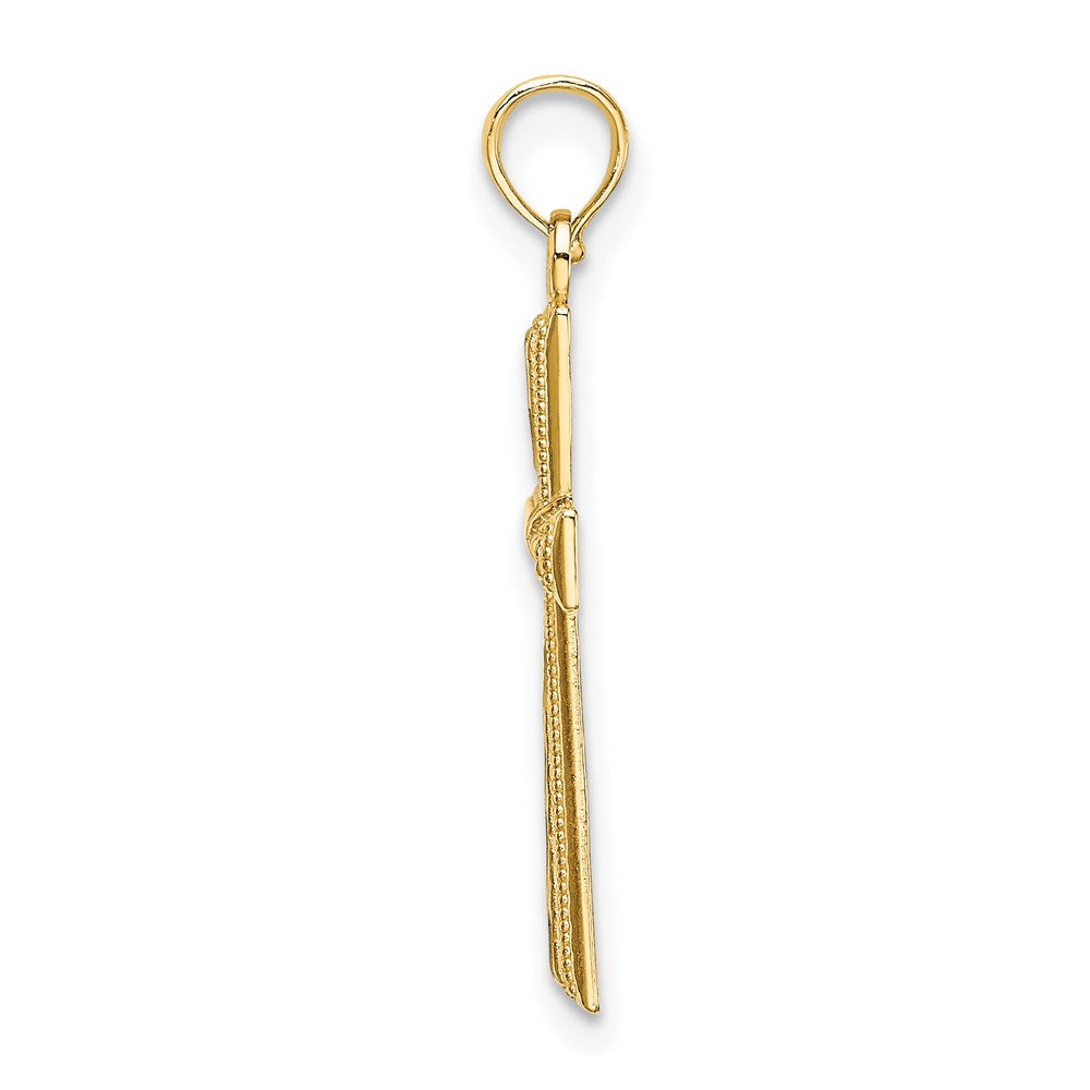 14K Gelbgold Diamantiert und Strukturiert Kreuz Charm