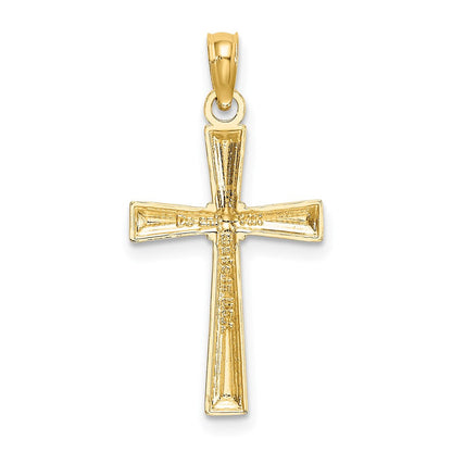 14K Gelbgold Diamantiert und Strukturiert Kreuz Charm