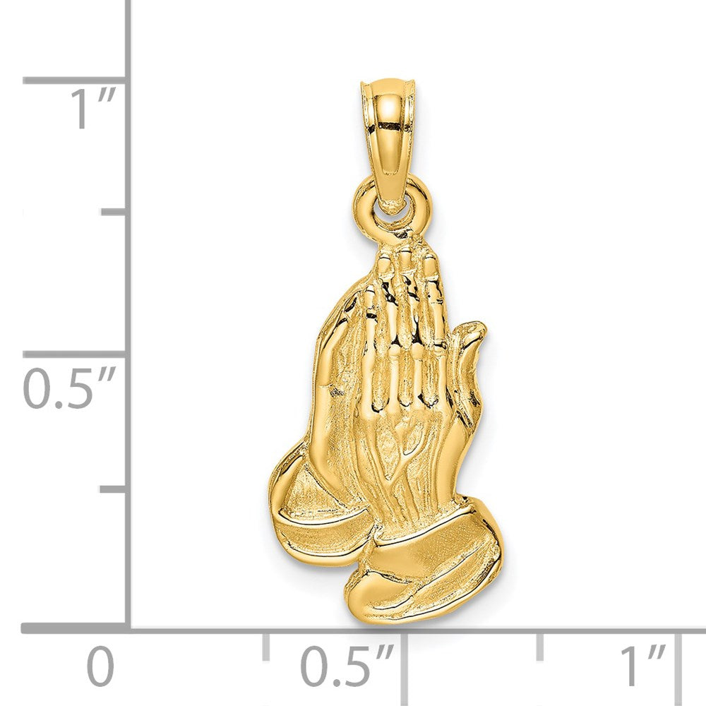 14K Gelbgold 2-D Betende-Hände-Charm