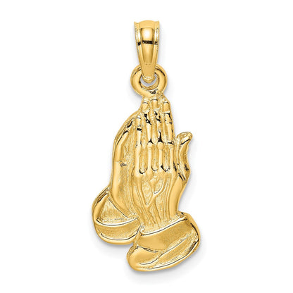 14K Gelbgold 2-D Betende-Hände-Charm