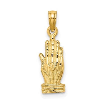 14K Gelbgold 3-D Betende-Hände-Charm