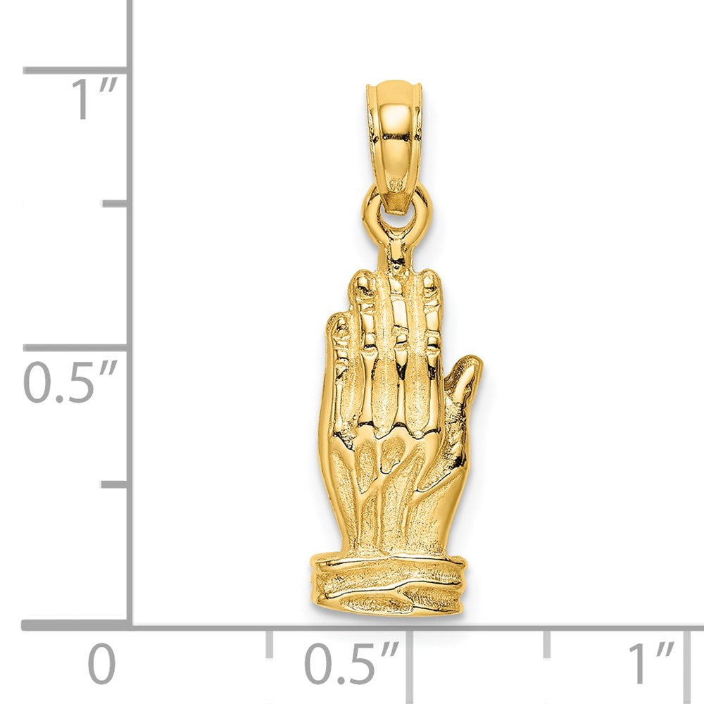 14K Gelbgold 3-D Betende-Hände-Charm