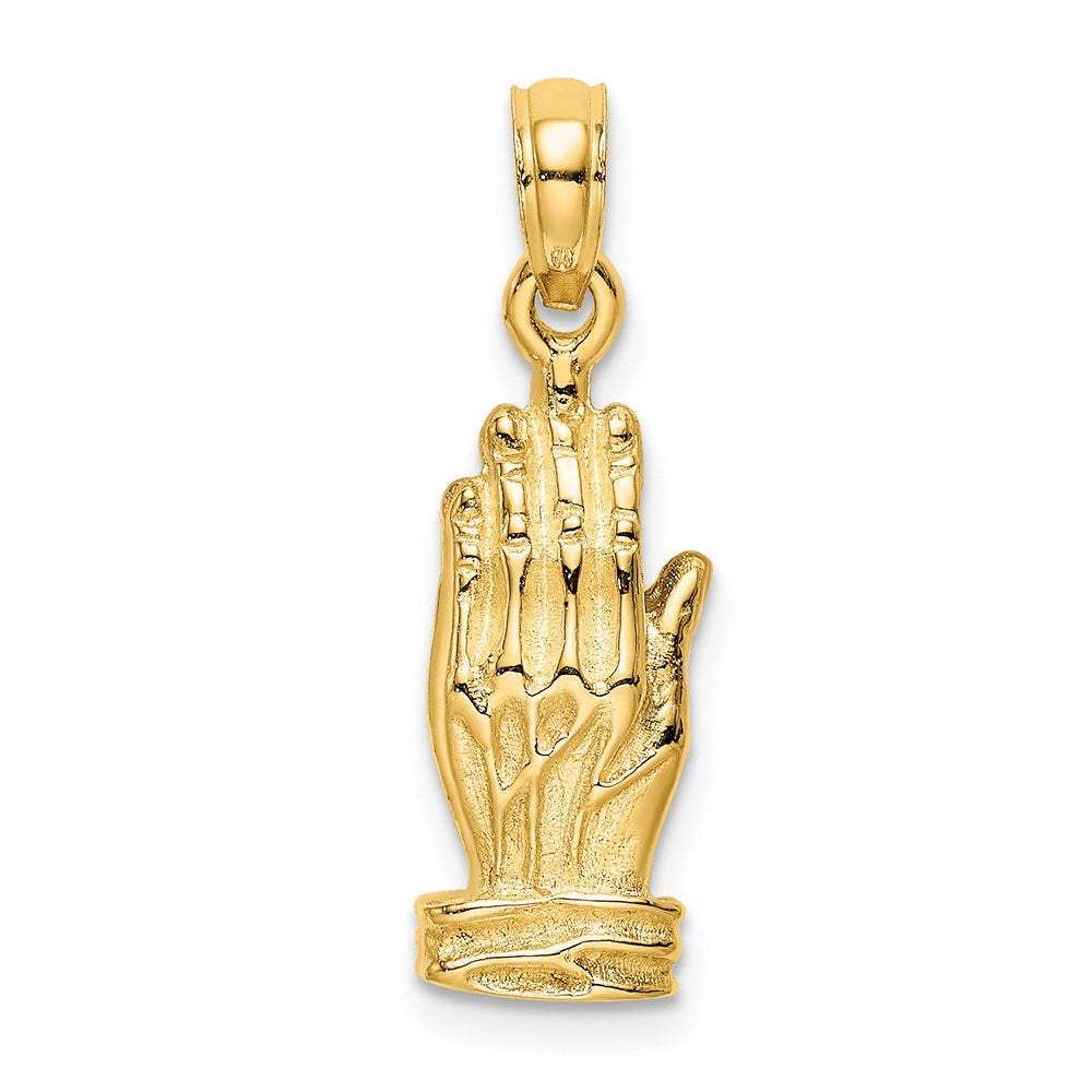 14K Gelbgold 3-D Betende-Hände-Charm