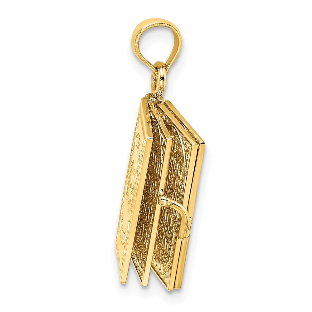 14K Gelbgold 3-d Beweglich Hebrew Ten Commandments Book Charm