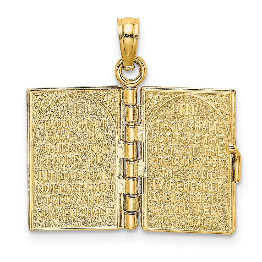 14K Gelbgold 3-d Beweglich Hebrew Ten Commandments Book Charm