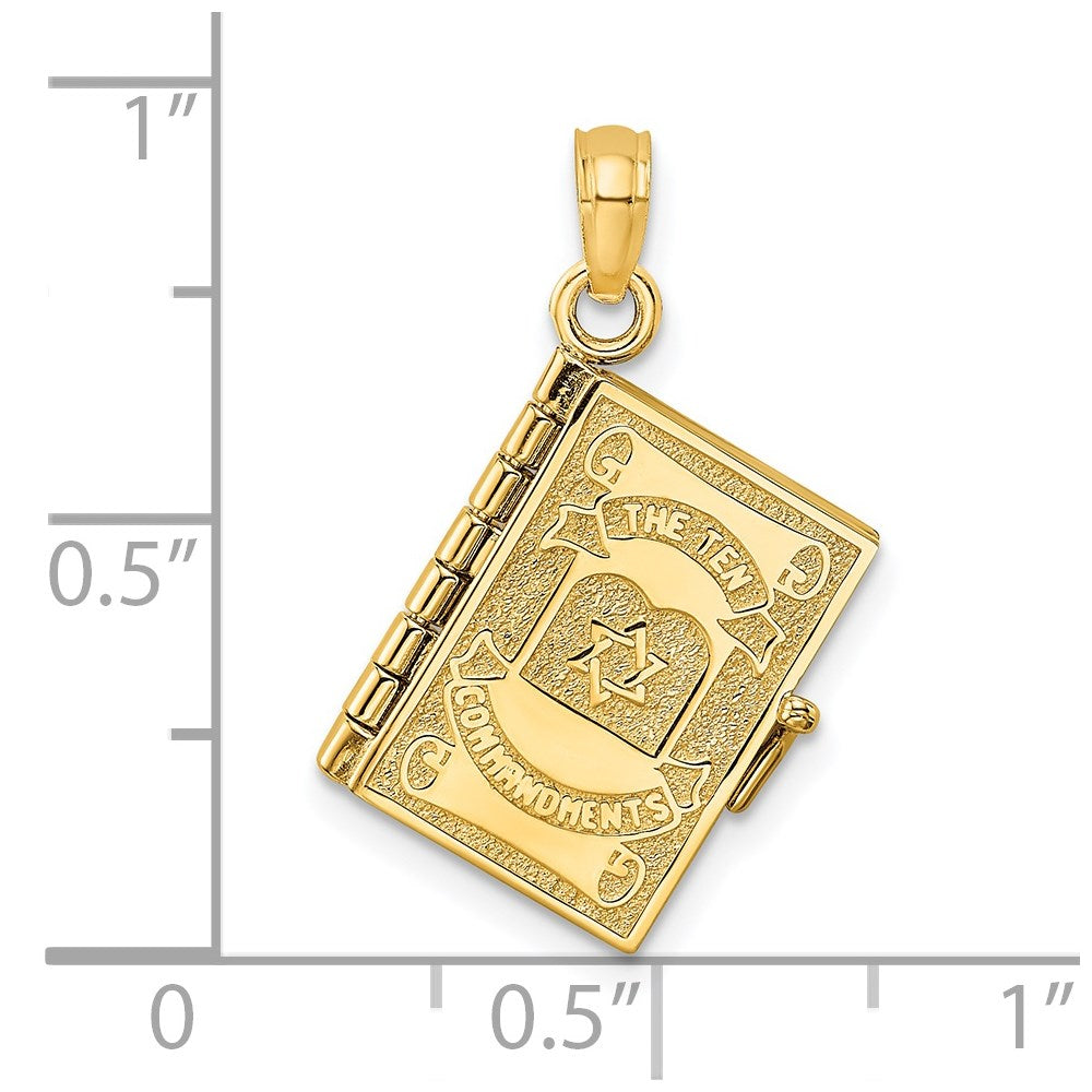 14K Gelbgold 3-d Beweglich Hebrew Ten Commandments Book Charm