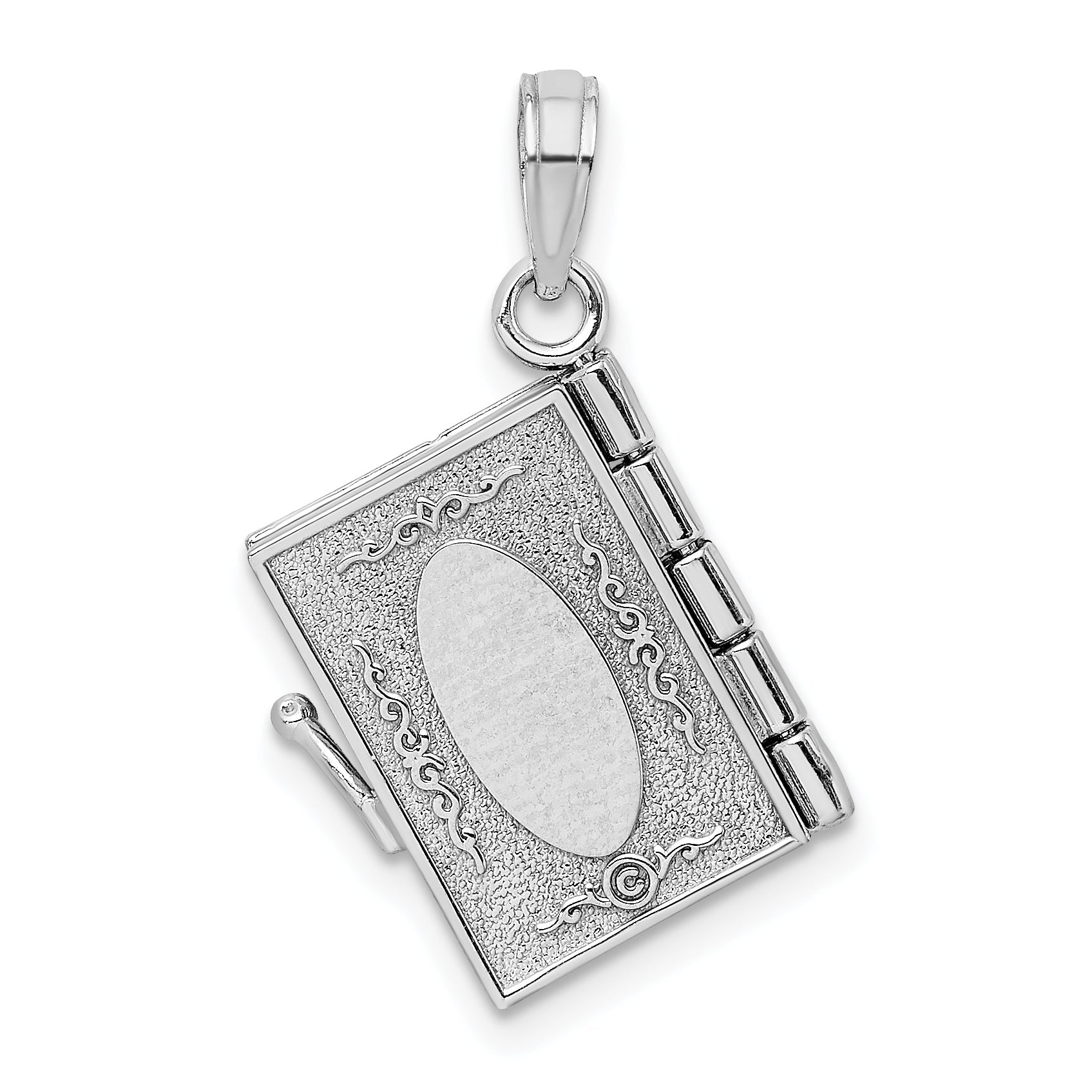 14K Weißgold 3-d Beweglich Ten Commandments Book Charm