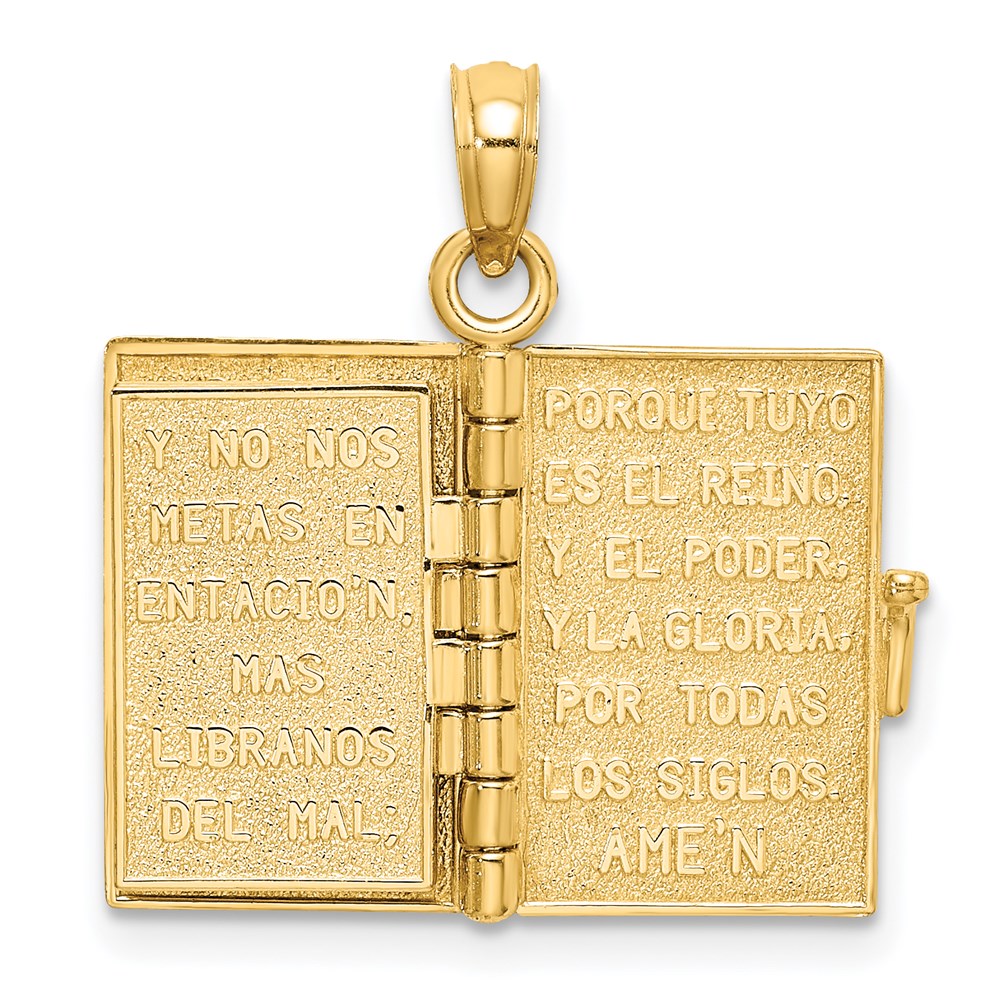 14K Gelbgold 3-d Beweglich Santa Biblia Book/spanish Bible Charm