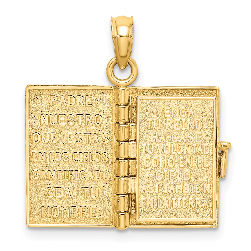 14K Gelbgold 3-d Beweglich Santa Biblia Book/spanish Bible Charm