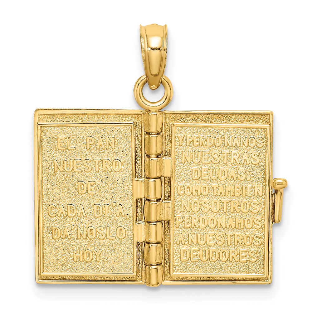 14K Gelbgold 3-d Beweglich Santa Biblia Book/spanish Bible Charm