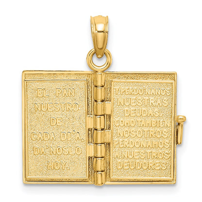 14K Gelbgold 3-d Beweglich Santa Biblia Book/spanish Bible Charm
