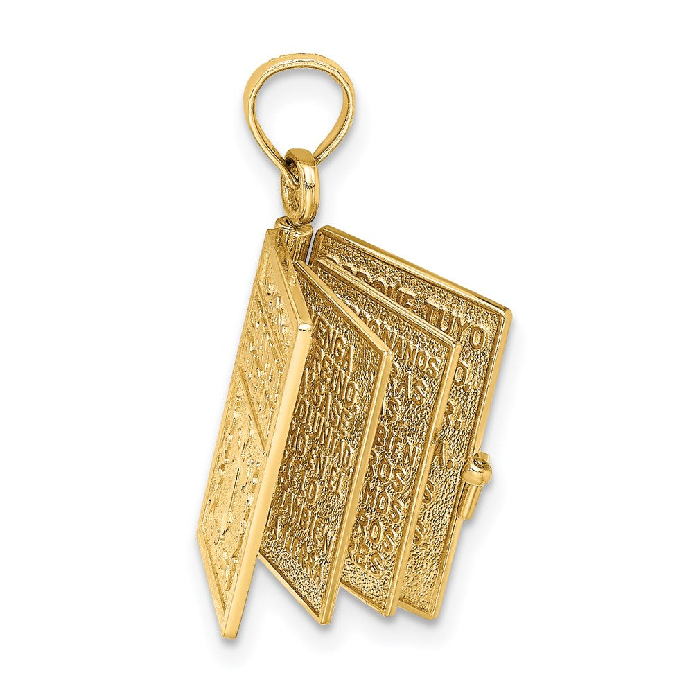 14K Gelbgold 3-d Beweglich Santa Biblia Book/spanish Bible Charm