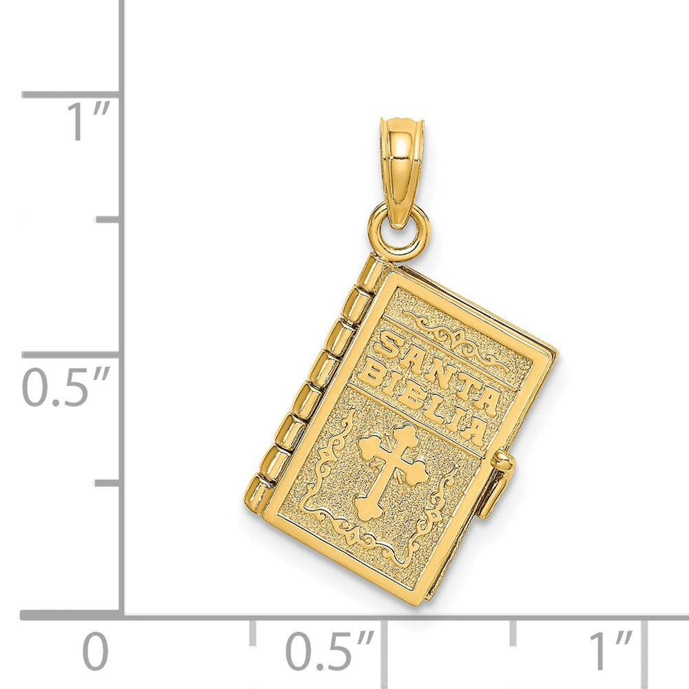 14K Gelbgold 3-d Beweglich Santa Biblia Book/spanish Bible Charm
