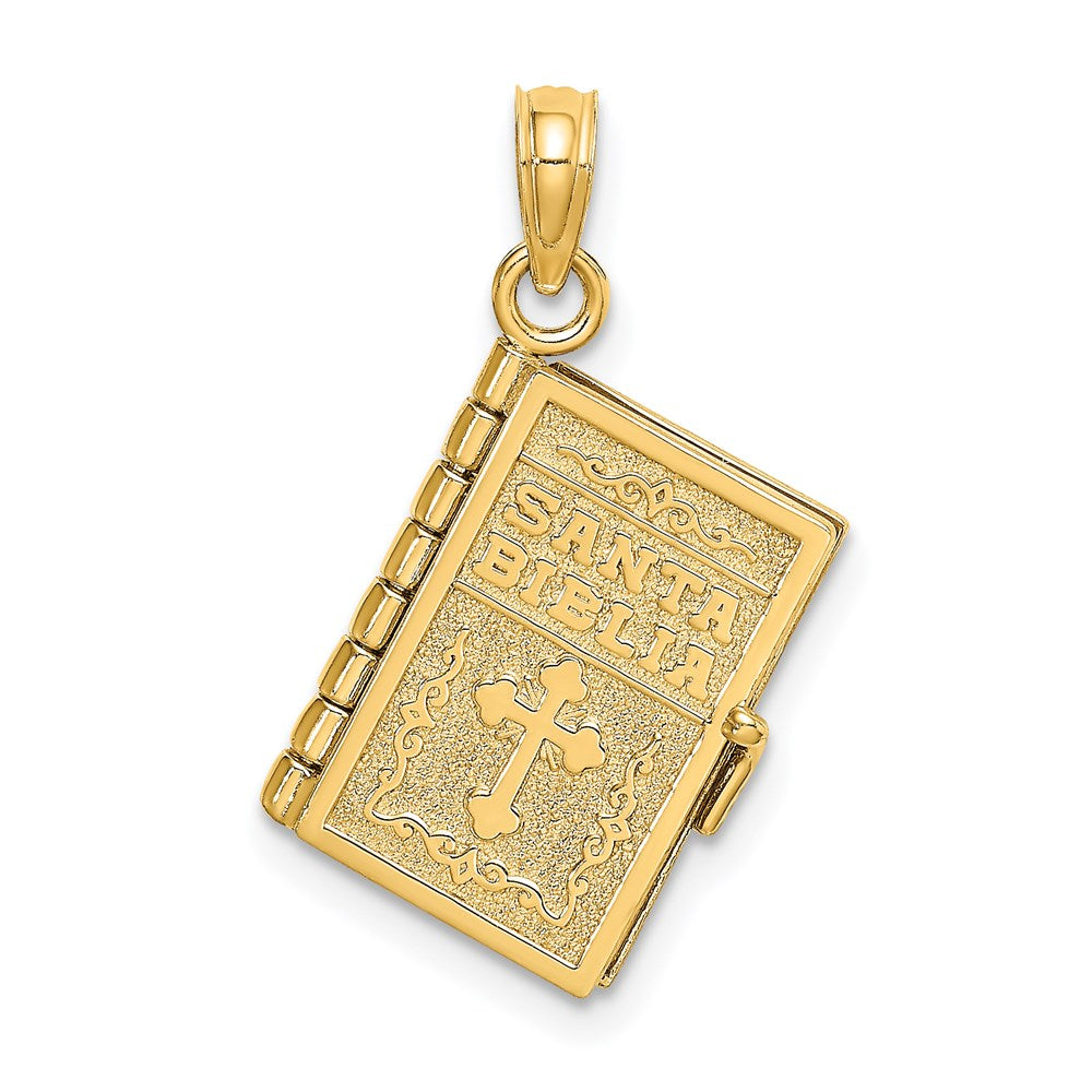 14K Gelbgold 3-d Beweglich Santa Biblia Book/spanish Bible Charm