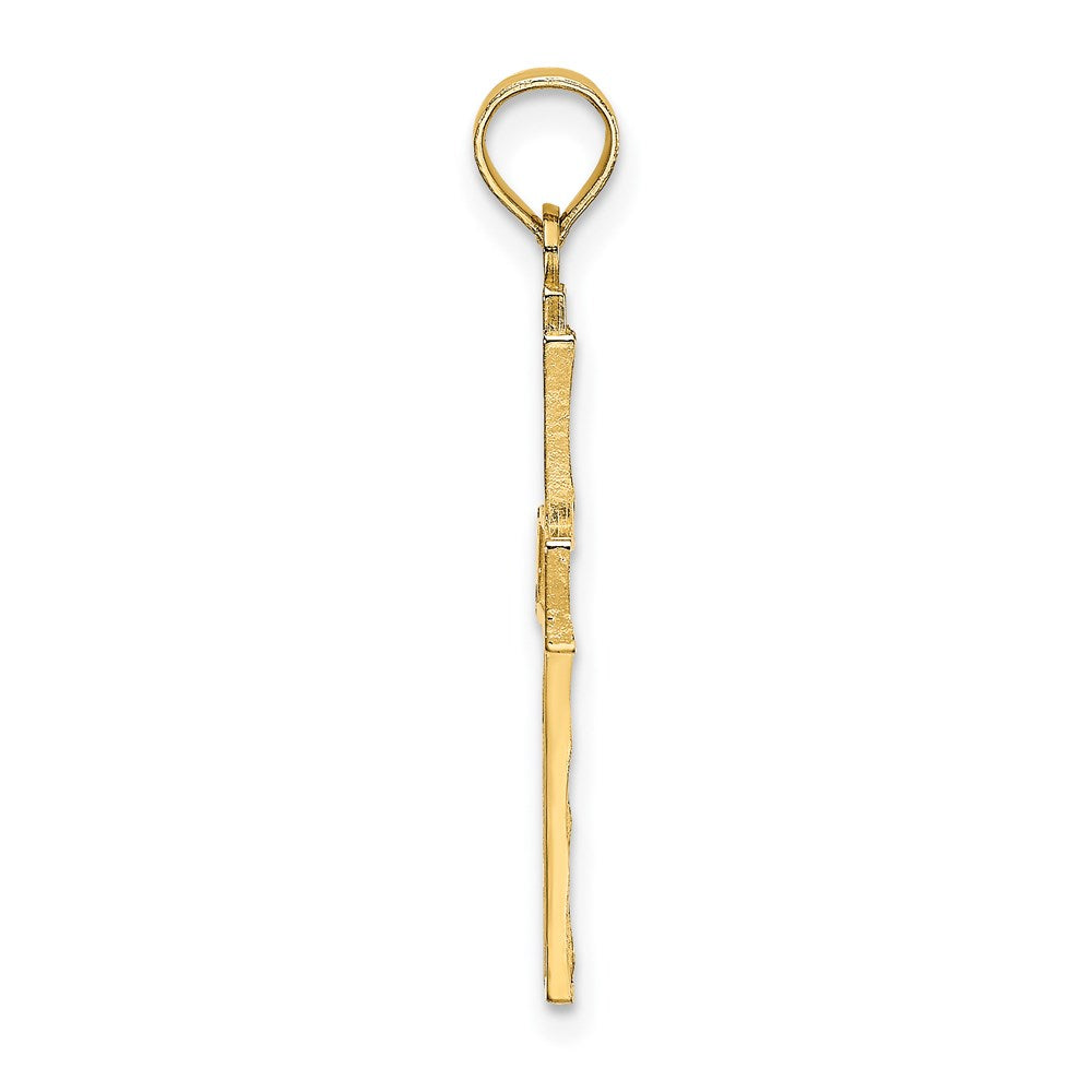 14K Gelbgold Diamantiert und Xo Muster Kreuz Charm