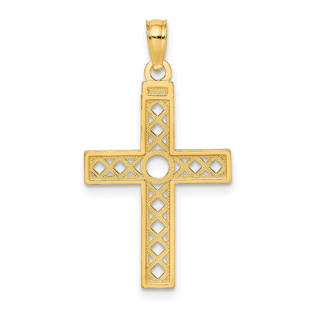 14K Gelbgold Diamantiert und Xo Muster Kreuz Charm