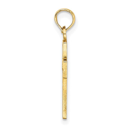 14K Gelbgold Blume in Kreuz Charm