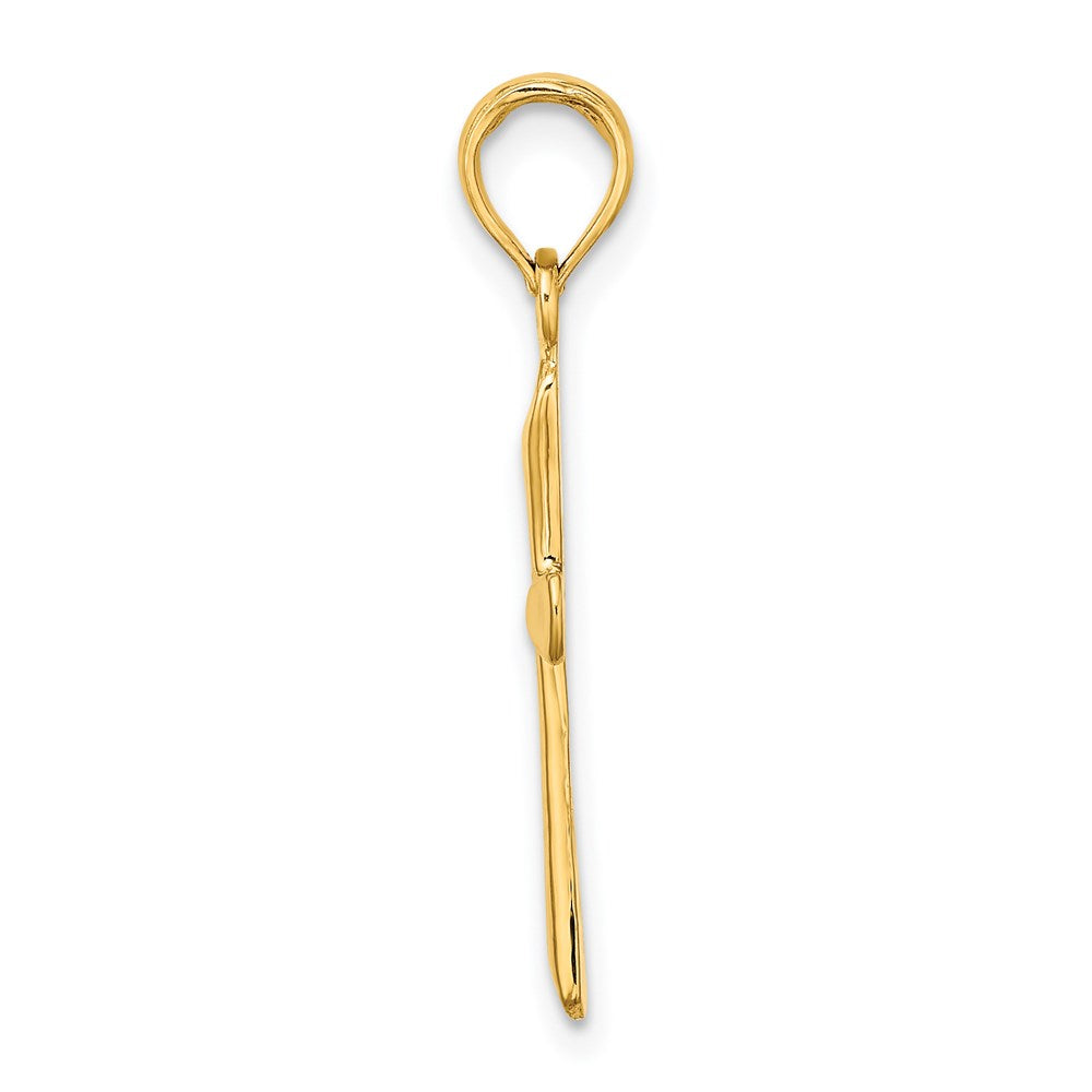 14K Gelbgold Poliert Abgeschrägt Tip Kreuz Charm