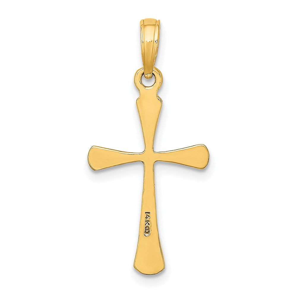 14K Gelbgold Poliert Abgeschrägt Tip Kreuz Charm