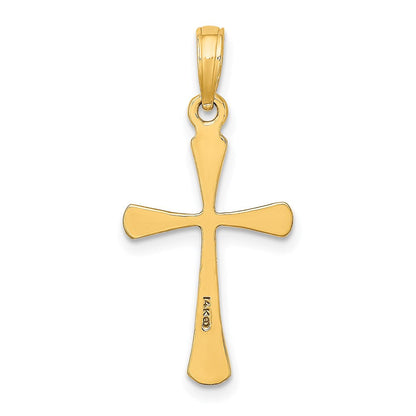 14K Gelbgold Poliert Abgeschrägt Tip Kreuz Charm