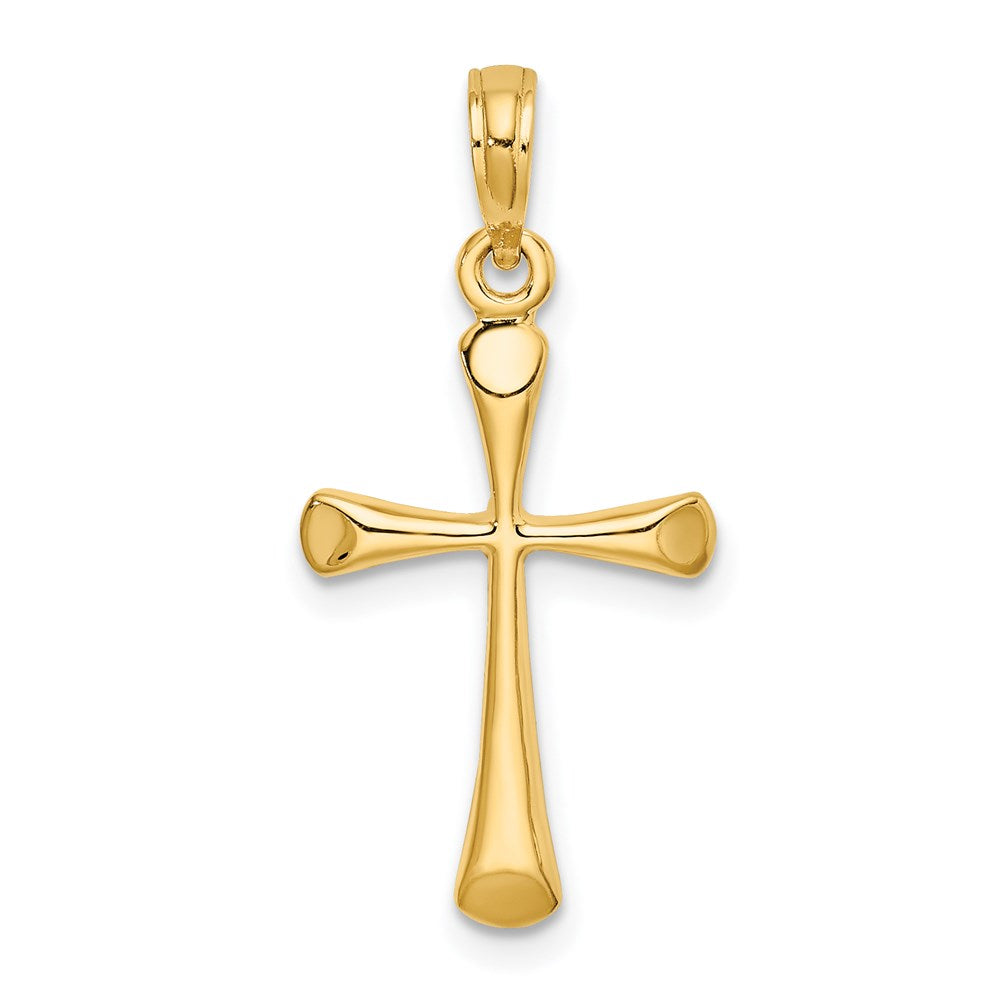 14K Gelbgold Poliert Abgeschrägt Tip Kreuz Charm