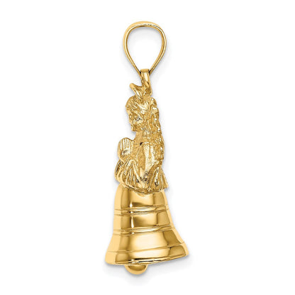 14K Gelbgold 3-D Charm mit beweglichem Engel