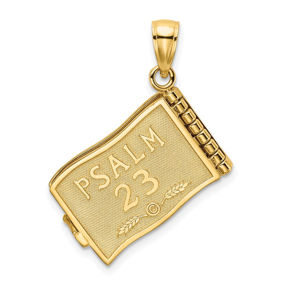 14K Gelbgold 3-D beweglicher „Der Herr ist mein Hirte“ Psalm 23 Seiten-Charm