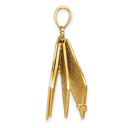 14K Gelbgold 3-D beweglicher „Der Herr ist mein Hirte“ Psalm 23 Seiten-Charm