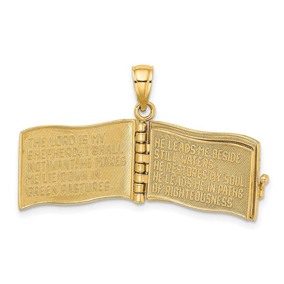 14K Gelbgold 3-D beweglicher „Der Herr ist mein Hirte“ Psalm 23 Seiten-Charm