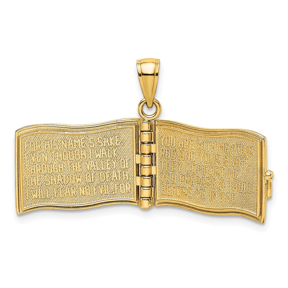 14K Gelbgold 3-D beweglicher „Der Herr ist mein Hirte“ Psalm 23 Seiten-Charm