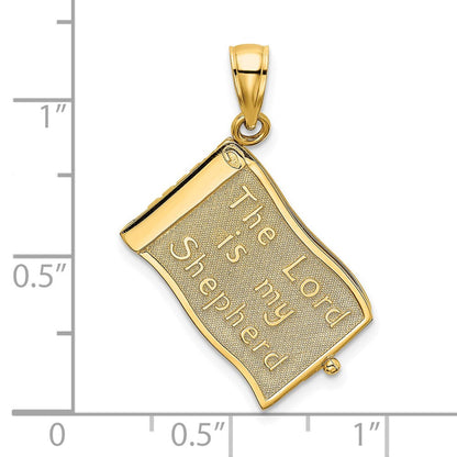 14K Gelbgold 3-D beweglicher „Der Herr ist mein Hirte“ Psalm 23 Seiten-Charm