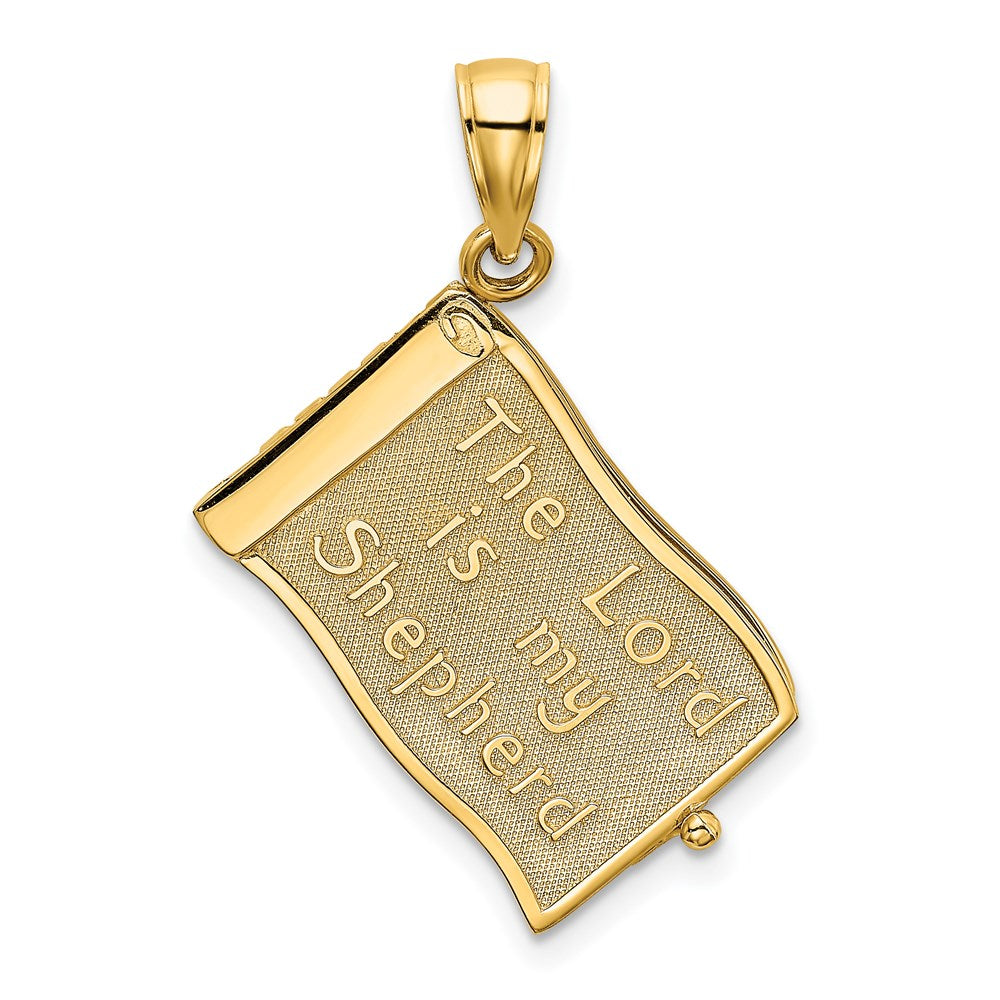 14K Gelbgold 3-D beweglicher „Der Herr ist mein Hirte“ Psalm 23 Seiten-Charm