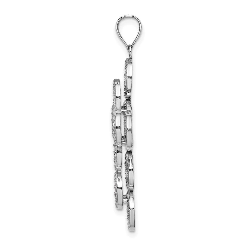 14K Weißgold Kreis-Unendlichkeitssymbol-Illusion-Kreuz-Charm 2D