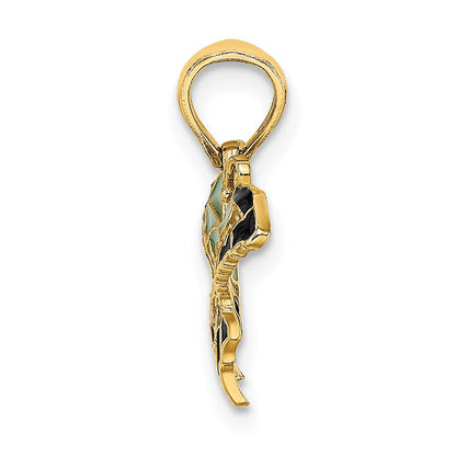 14K Gelbgold Klein Emailliert Flügel Schmetterling Charm