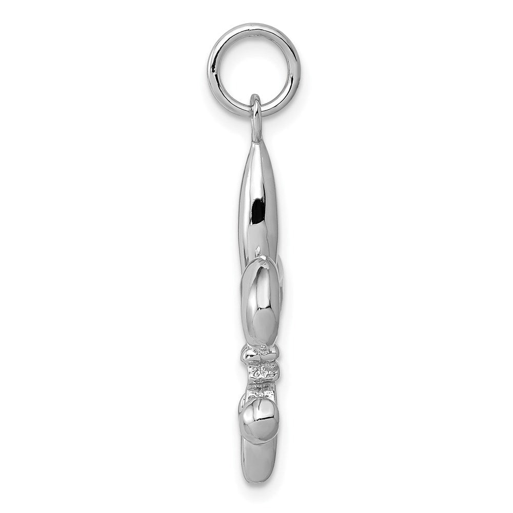 14K Weißgold massiver polierter 3D-Fleur-de-Lis-Charm