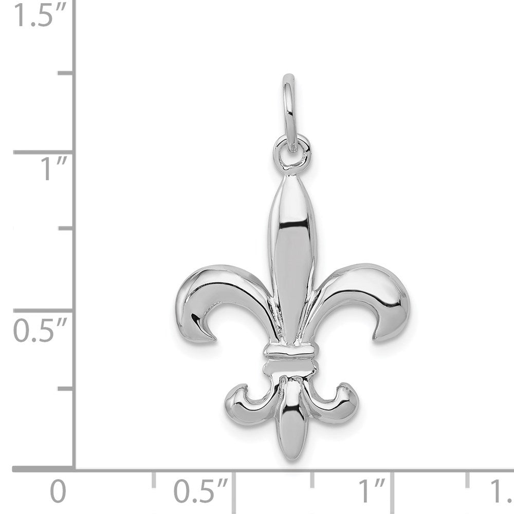 14K Weißgold massiver polierter 3D-Fleur-de-Lis-Charm