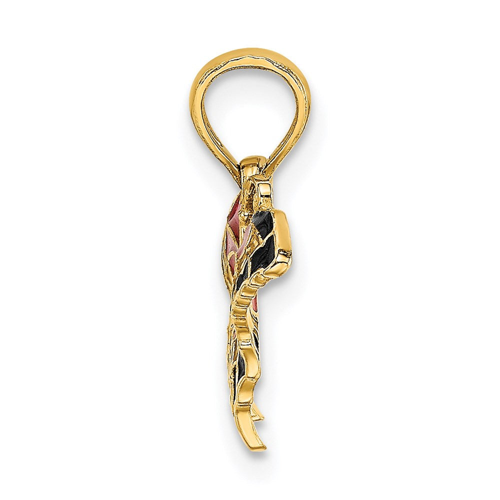 14K Gelbgold Klein Emailliert Rosa Schmetterling