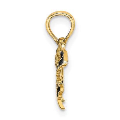 14K Gelbgold Klein Emailliert Schmetterling Charm