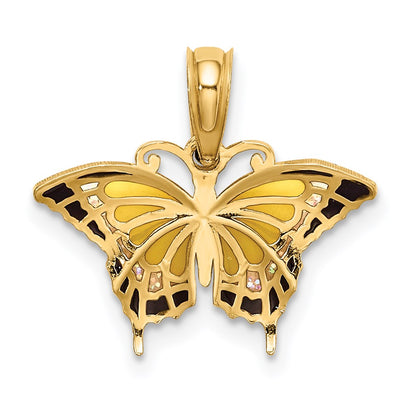 14K Gelbgold Klein Emailliert Schmetterling Charm