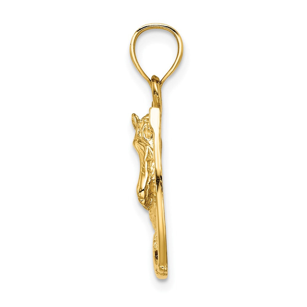 14K Gelbgold Pferdekopf im Hufeisen mit Emaille-Charm