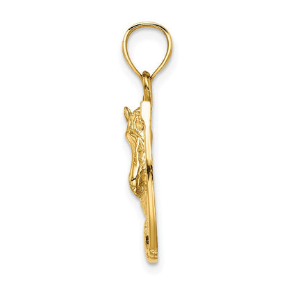 14K Gelbgold Pferdekopf im Hufeisen mit Emaille-Charm