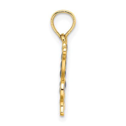 14K Gelbgold mit Rot und Blau Emaille Filigran Schmetterling Charm
