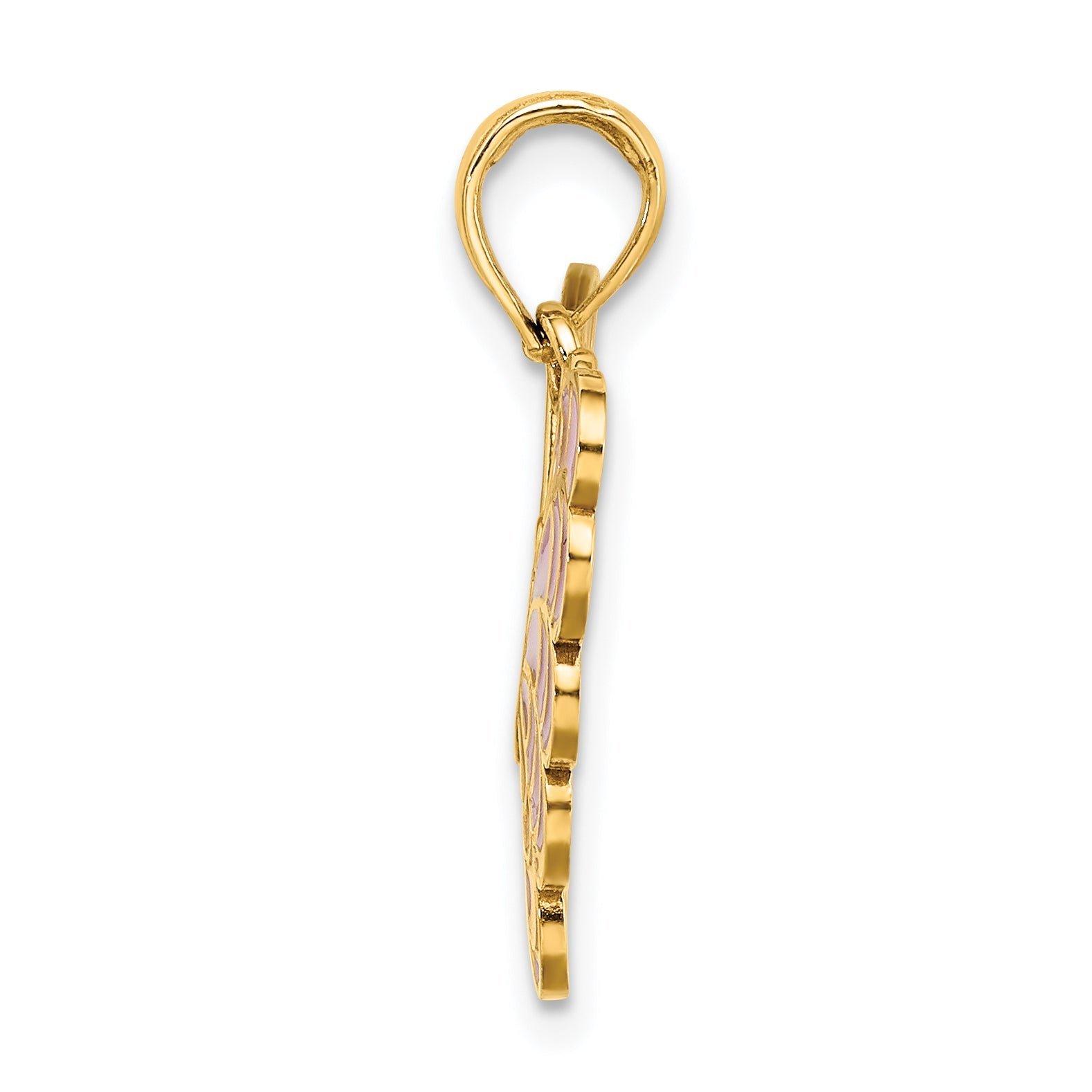 14K Gelbgold Lavender Emailliert Schmetterling Anhänger