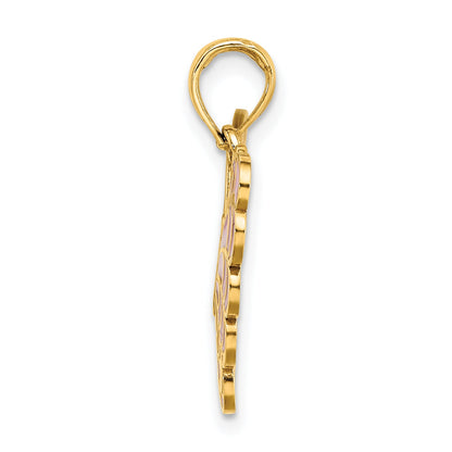 14K Gelbgold Lavender Emailliert Schmetterling Anhänger
