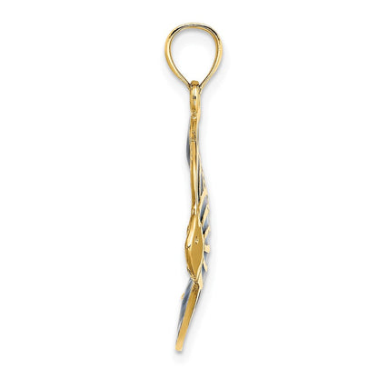 14K Gelbgold Engelfisch-Charm mit blauer Emaille